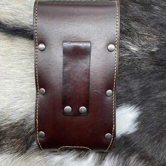 Western Cowboy Genuine Leather Design With Horse Concho Belt Loop Cell Phone Hol - Picture 3 of 4
